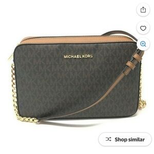 Michael Kors Jet Set East West Crossbody Bag Brown/Gold Large NWT